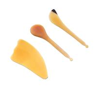 Mikinona 3Pcs Natural Cattle Horn Scraping Boards for Face Neck and Back Massage Multi Functional Physical Therapy Massager Smooth Static Plates for Spa Beauty Care and Relief