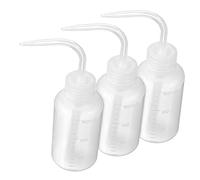 Mikinona 3pcs Plastic Squeeze Bottles for Watering Succulent Plants Lab Wash Bottle with Curved Tip for Tattoo Supplies Transparent Design for Easy Liquid Monitoring