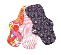 Mikinona 3Pcs Reusable Bamboo Charcoal Sanitary Pads Large Absorbent Menstrual Cloth Pads with Double Snap for Secure Fit Washable and Comfortable Period Protection for Women