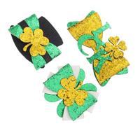 Mikinona 3pcs Shamrock Glitter Alligator Clips for Lightweight and Secure Hold Green Bow Hair Accessories for St Patricks Day Party