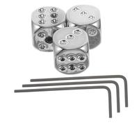 Mikinona 3pcs Silver Dice Guitar Knobs Set with Wrench Universal Electric Guitar Volume and Tone Control Replacement Knobs for Bass and Electric