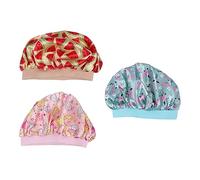 Mikinona 3pcs Sleeping Hats Satin Bonnet for Boys and Wide Elastic Turban Caps with Patterns Comfortable Night Hair Wraps for Hair Protection