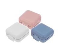 Mikinona 3pcs Small Pill Organizer Box with Compartments Portable Travel Medicine Case for Daily Vitamin Fish Oil and Supplement Storage Compact Pocket Pill Holder for Purse Use
