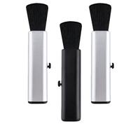 Mikinona 3PCS Telescopic Guitar Dust Removal Brushes for Ukulele Piano Guzheng Cleaning Tools, Foldable Multipurpose Instrument Cleaning Brushes Set with Silver and Black Colors for Music