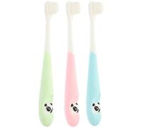 Mikinona 3pcs Toothbrush Set with Soft Bristle and Protective Abs Handle, Cartoon Panda Design for Comfortable Daily Use, Suitable for Boys and Random Color