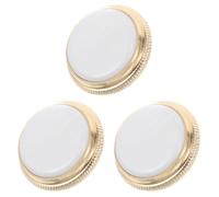 Mikinona 3pcs Trumpet Valve Key Caps Replacement Set, Nickel-plated Shell Inlay Finger Buttons with Gold Finish, Trumpet Spare Parts for Brass Instrument Maintenance and Repair