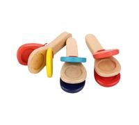 Mikinona 3pcs Wooden Castanet Percussion Instruments for Bright Educational Musical Safe Smooth Edges Rhythm Random Color