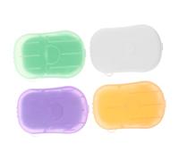 Mikinona 4 Boxes Travel Soap Sheets Pack of Portable Cleaning Soap Sheets for Hand Body Clothes Convenient Travel Supplies Lavender Milk Lemon Scents Color