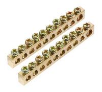 Mikinona 4 Pcs Copper Terminal Ground Bar with Screw Terminal for Electrical Distribution Boxes Copper Bus Bar for Wiring and Grounding in Communication Control Systems and Lighting Panels