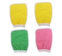 Mikinona 4 Pcs Double Sided Body Scrub Gloves for Men Women Polyester Exfoliating Spa Mitts Deep Cleansing Dead Skin Remover Bath Exfoliator for All Skin Types Reusable Shower Random Color