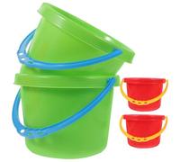 Mikinona 4 Pcs Plastic Mini Sand Buckets Water for Beach and Kindergarten Fun Lightweight and Easy Grip Blue Red Yellow Sand Tools Random Color