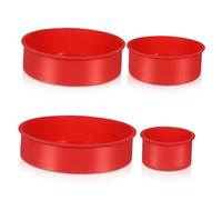 Mikinona 4 Pcs Silicone Round Cake Pans Non-Stick Deep Cake Tins for Baking Molds for Desserts in Red