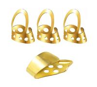 Mikinona 4 Pieces Adjustable Stainless Steel Thumb Finger Picks for Ukulele and Bass, Smooth Plectrum Set to Protect Fingers from Friction, Guitar Accessories for Playing and Practice