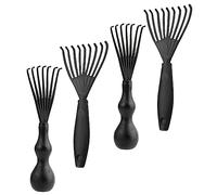Mikinona 4 Pieces Portable Black Airbag Comb Hair Brush Cleaner Set with Straight and Round Handles, Detangling and Hair Removal Tool for Home and Travel