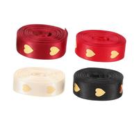 Mikinona 4 Rolls Valentine's Day Heart Pattern Ribbon Reusable Wired Ribbon for Gift Wrapping Wedding Crafts Teacher's Day Decoration in Bright Red Black Wine Beige
