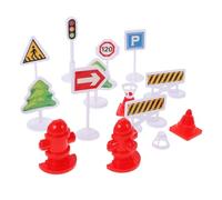 Mikinona 4 Sets Miniature Traffic Signs for Bright Colored Road Signal Playset Lightweight Portable Safety Education Tool Encourages Imaginative Learning and Interaction