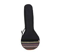 Mikinona 4-string Banjo Carrying Bag Padded Musical Instrument Storage Pouch Black Random Stripe Design Protective Case for Travel and Storage