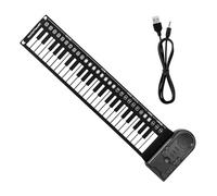 Mikinona 49-key Portable Roll-up Electronic Piano for Beginners with Built-in Speaker, Folding Hand Roll Digital Keyboard, Black, Suitable for Travel and Home Use