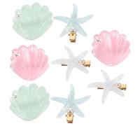 Mikinona 4pairs Cute Seashell and Star Hair Clips for Little Girls Hairpins Hair Accessories for Parties Birthdays and Everyday Use Non- Design