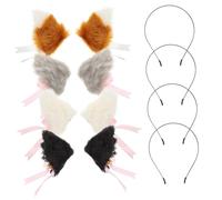 Mikinona 4pairs Elegant Cat Ear Hairpin Bells Plush Hairpin for Cosplay Events Party Decorative Hair Clips