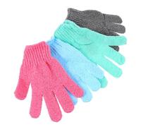 Mikinona 4pairs Exfoliating Gloves for Body Scrub Nylon Bath Gloves Gray Green Blue Pink Dead Skin Cell Remover for Gentle Exfoliation and Spa Use