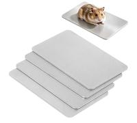 Mikinona 4pcs Aluminium Cooling Pads for Pets Lightweight Heat Dissipation Mat for Hamster Rabbit Chinchilla Guinea Pig Summer Cooling Bed