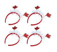 Mikinona 4pcs Autumn Maple Leaf Headbands with Iridescent Tinsel Lightweight Fall Hair Accessories for Women Comfortable Festive Tiara for Thanksgiving Harvest Party Celebration