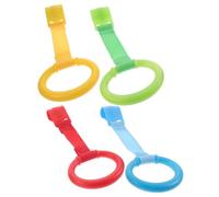 Mikinona 4pcs Baby Pull Rings for Toddlers, Smooth Surface Plastic Crib Grab Rings Lightweight Walking Assist Toy to Improve Colour Cognition in Playpens