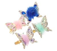 Mikinona 4pcs Butterfly Hair Barrettes for Metal Rhinestone Hair Clips Side Pin for Birthday Christmas Party Travel Secure Hold