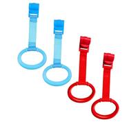 Mikinona 4Pcs Crib Pull Rings Lightweight Hanging Stand Up Rings for Walking Assistant Nursery Bed Grip Training with Design Safe and Easy to Hold