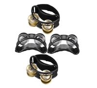 Mikinona 4pcs Double Row Foot Tambourine with Metal Bells Clear Sound Percussion Instrument for Adults for Concerts Teaching Live Music Performances