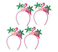Mikinona 4pcs Flamingo Headbands for Women Tropical Flower Hairbands with Coconut Tree Design Gentle Hold Floral Headdress for Hawaiian Luau Festival Parties and Hippie Gatherings