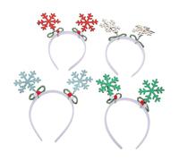 Mikinona 4pcs Glitter Snowflake Headbands Festive Xmas Hair Accessories for Women and Winter Holiday Party Decorations Seasonal Headpiece