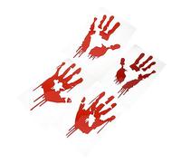 Mikinona 4Pcs Halloween Bloody Handprint Car Decals Reflective Pet Material Scary Blood Car Stickers for Creepy Decoration and Haunted Party Accessories