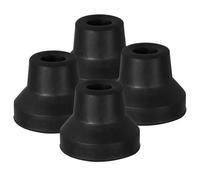 Mikinona 4Pcs Heavy Duty Rubber Crutch Tips Replacement Foot Pads for Quad Canes Walking Sticks Stability Non-Slip Portable Accessories Compatible with Small Canes Indoor Outdoor Use Black