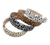 Mikinona 4pcs Leopard Print Headband for Women Fashionable Hair Hoops Black White and Coffee for Daily Wear Parties and Outdoor Activities