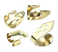 Mikinona 4pcs Metal Guitar Finger Picks with Thumb and Index Design Thin Gold Tone Picks for Acoustic Banjo and Fingerstyle Playing Comfortable Fit Protective Guitar Accessory
