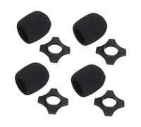 Mikinona 4pcs Microphone Sponge Windshield Set Anti-rolling Rubber Rings, Thickened Protective Covers for Handheld Mic, Dustproof and Shock-absorbing, Black