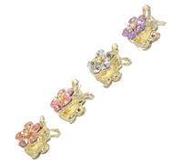 Mikinona 4pcs Mini Flower Hair Clips Rhinestone Decorative Claw Clips for Women Non-slip Hair Accessories for Managing Bangs Side Strands Daily Wedding Use