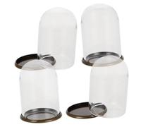 Mikinona 4pcs Mini Glass Dome Cloche with Metal Base Clear Round Display Bell Jar for Dollhouse Scenes Preserved Flower Cover Easy Base Opening for Scale Miniature Craft Decorations