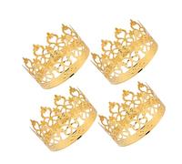 Mikinona 4Pcs Mini Gold Crown Cake Decorations, Princess Rhinestone Cake Toppers for Wedding, Birthday Party Centerpieces, Non-Edible King Crown Decor for Tables