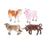 Mikinona 4Pcs Mini Simulation Cow for Wild Animal Figures Educational Cognition with Smooth Surface for Indoor Play and Home Decoration