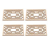 Mikinona 4Pcs Mini Wooden Chinese Style Window Model DIY Set for Dollhouse Accessories, Unpainted Miniature House Decoration, Micro Landscape Furniture for Crafting and Pretend Play