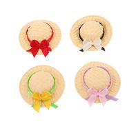 Mikinona 4pcs Miniature Hand-woven Straw Hats for Dolls Lightweight Small Doll Hat for DIY Crafts Dollhouse Decor and Photography Props
