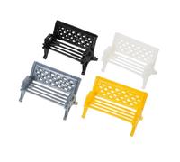 Mikinona 4pcs Miniature Park Benches Vivid Colorful Micro Landscape Accessories for Dollhouse Mini Garden Decoration Weather-resistant Small Outdoor Furniture