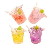 Mikinona 4pcs Miniature Resin Drink Bottles Bright Mixed Colors Decorative Tiny Beverage Models for Dollhouse Accessories DIY Mini House Decor