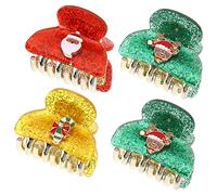 Mikinona 4pcs Minimalist Mini Christmas Claw Clip for Women Hair Accessories Elegant Shark Clip Hair Grip for Christmas Party