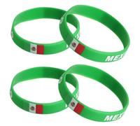 Mikinona 4pcs National Flag Silicone Sports Wristbands Green Rubber Bracelets for Soccer Football Events Unisex Party Favors and Team Memorabilia