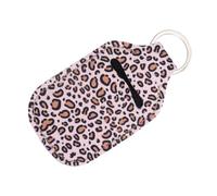 Mikinona 4pcs Neoprene Hand Gel Bottle Pouch with Key Ring Leopard Print Refillable Lip Gloss and Liquid Container Covers Lightweight Travel Toiletries Holder