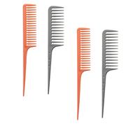 Mikinona 4pcs Pintail Hairdressing Comb with Comfortable Grip Plastic Barber Styling Tools for Sectioning Parting Backcombing Suitable for Home and Salon Use Includes Small Nordic Orange